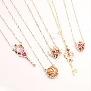 New Lot ~ 5 Sailor Moon Necklaces 🌙 Charms on Adjustable Length Gold Chains